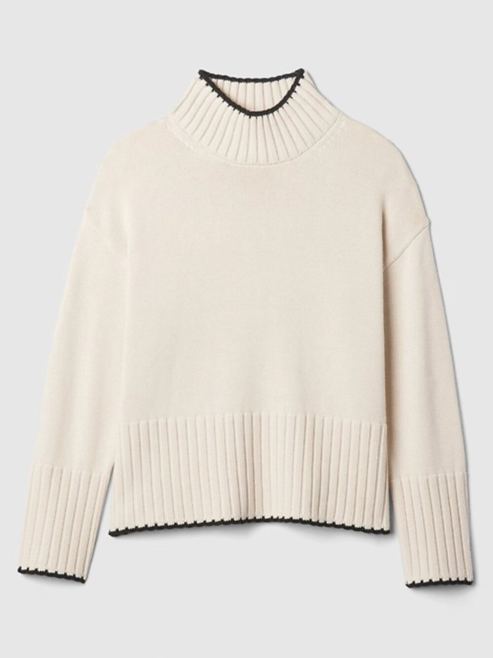 Gap Oversized 24/7 Split-Hem Mockneck Sweater in Birch White (size S)